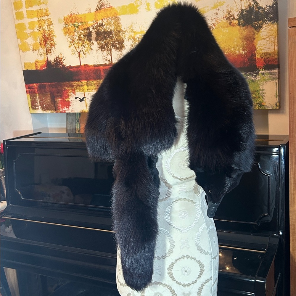 Genuine Black Fox Fur Stole